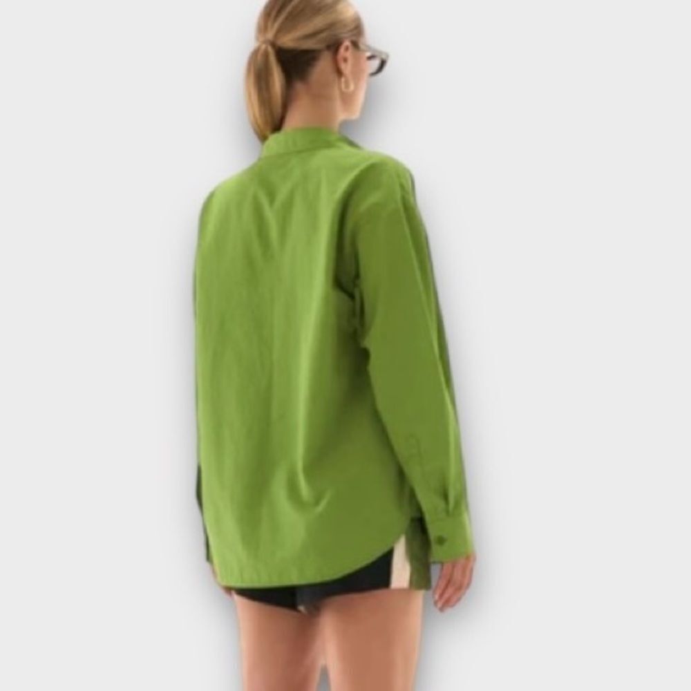 P.E Nation Interval Oversized Button Down Blouse in Peridot Green Size XS NWT - Picture 3 of 9